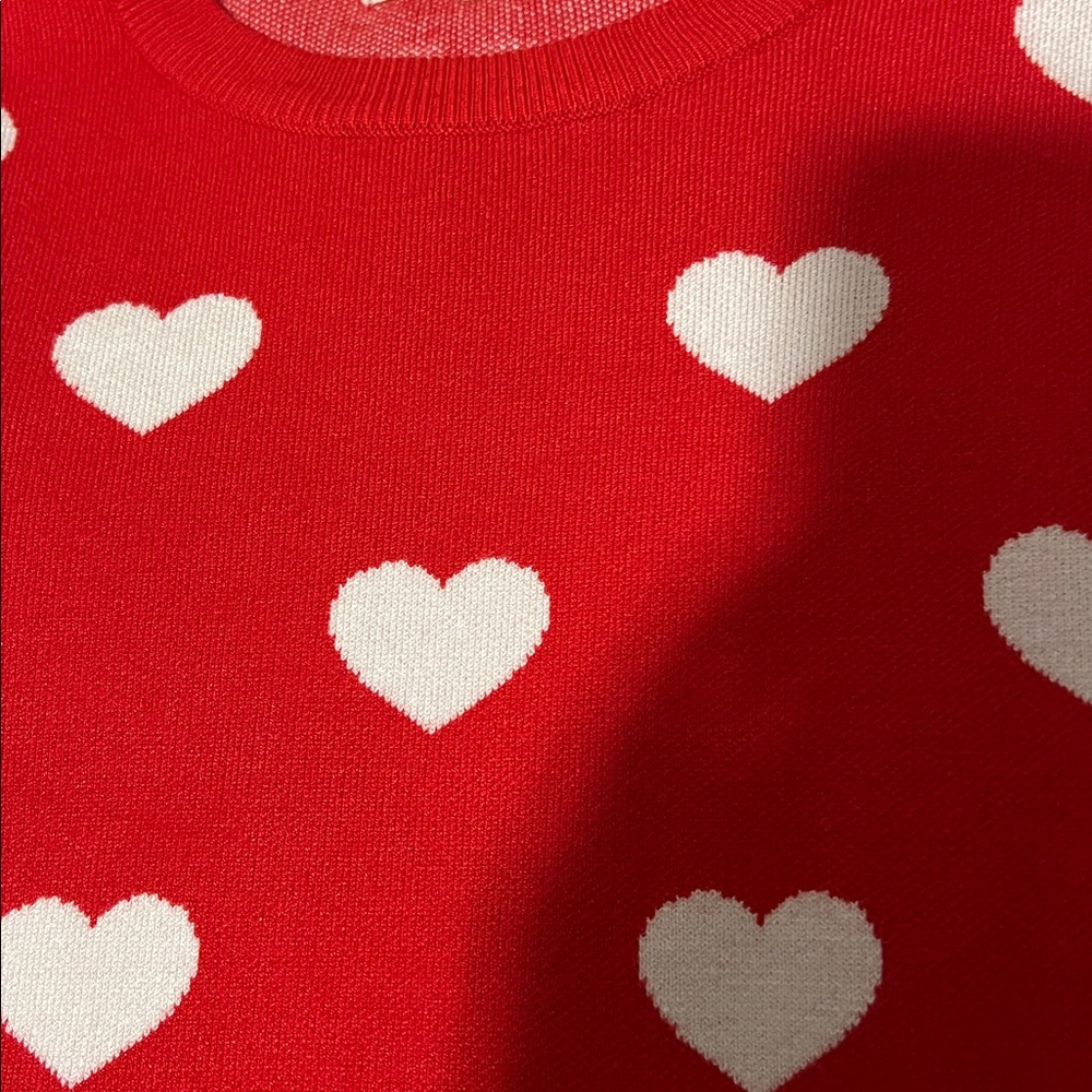 Red and White Heart Pattern Sweater - Picture 5 of 5
